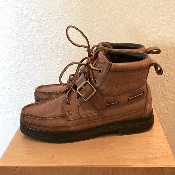 Genuine Brown Leather Ralph Lauren Polo Sport Boots - Picture 5 of 8